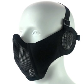 MILQUEST Airsoft Mask Face Mask with Ear Protection Mesh Face Cover Face Guard Ear Protection (Black)