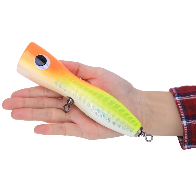 Wooden Large Artificial Popper Fish Lure Topwater Simulation Bait Sea