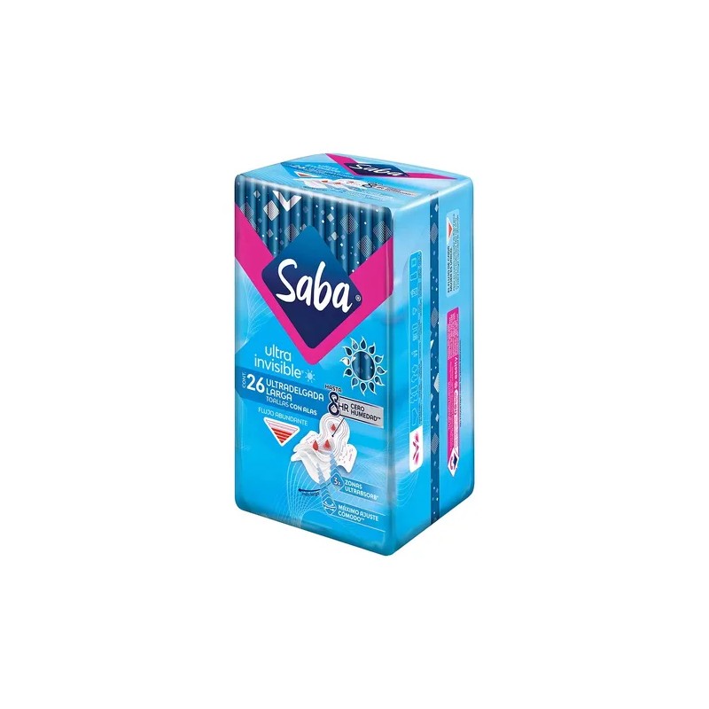 Toalla Femenina Ultra Invisible 26 Piezas Saba