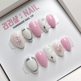 Modern Greek handmade nail tips - Coffin / 모던그릭 수제네일팁 - 코핀