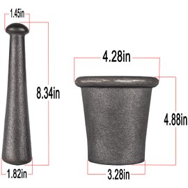 Manicar Cast Iron Mortar Pestle Tool Set 3.6KG/8 Pound,Crush Tool of Gold Panning,Rock-Ore Crusher Grinder Large Size,Multipurpose for Kitchen Spices Grinder Smasher
