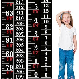 Growth Chart Height Indicator Tape Ruler Height Growth Chart Ruler Height Indicator Adhesive Ruler for Measuring Kids Boys Girls (Black)