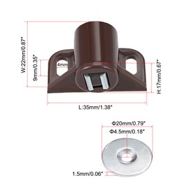 sourcing map Magnetic Latches Catch, Cabinet Door Magnet Latch for Cupboard Closet Brown 2pcs