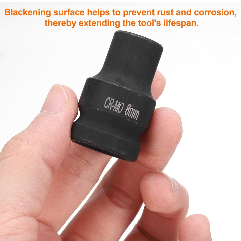 sourcing map 4 Point Square Socket 1/2" Drive 8mm Metric