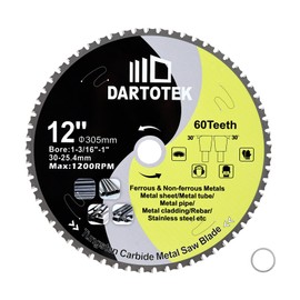 12"/305mm Metal Cutting Disc,Circular Saw Blade 60T,TCT Cut Off Wheel for Steel, Stainless Steel, Ferrous Steel Pipe with 30 Arbor