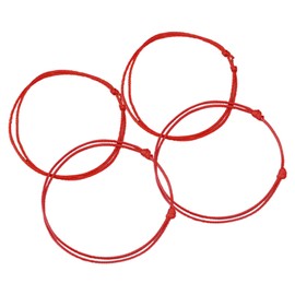 Vroxdrez 4 x Kabbalah Bracelet, Red, Lucky Bracelet for Men and Women, Tibetan Red Bracelet Made of Cord, Adjustable Red for Protection and Positive Energy, Adjustable, String, Agate