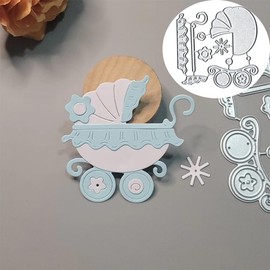 Baby Carriage Dies Metal Die Cuts, Baby Carriage Frame Metal Cutting Dies Cut Stencils for DIY Scrapbooking Cards Photo Album Decorative Embossing Paper Dies for Scrapbooking Card Making