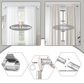 Orger Brushed Nickel Diamond Curtain Rod for window from 30" to 67", Adjustable Drapery Rod with Clear Diamond Designed Finials, Single Window Treatment Rod for Living Room