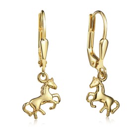 XAANA AMZ00019 Girls' Earrings Horse 333 Yellow Gold, Yellow Gold, No Gemstone