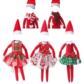 HOMICO 6 Pieces Clothes Set Including Dress Skirt Scarf Doll Stuff for Christmas Decorations for ELF Doll