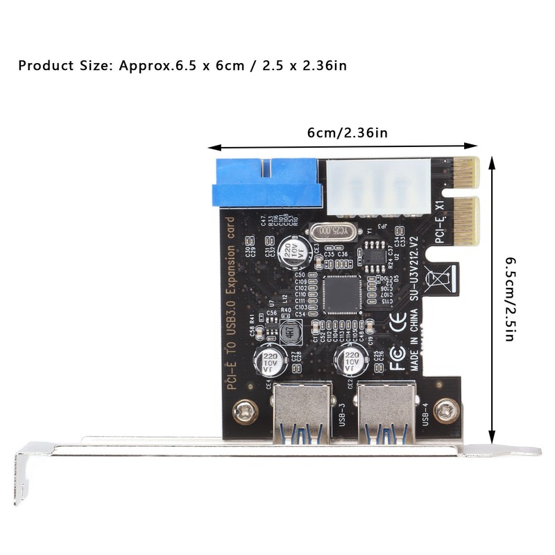 USB3.0 Expansion Card 2 Port 19 Pin 4P PCIE to