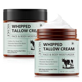 NIFEISHI Bálsamo De Sebo De Res Batido Y Miel(2 Unidades) Hidratante Facial Y Labial De Sebo Orgánico Y Alimentado Con Pasto Profundamente Hidratante Para Rostro Y Cuerpo 120 G/42 Oz