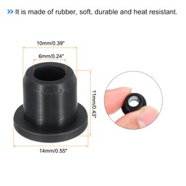 sourcing map 12Pcs T Type Rubber Grommet Mount Dia 10mm ID 6mm Seal Protection Flexible Hole Plugs for Cable Pipe Black