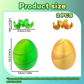 2Pcs 3D Printed Fidget Toy, Fidgets Toys 3D Printed Spiral Egg Fidget Toy Pass Through Stress Relief Desk Toy Fidget Ball Relax Toy for Kids Girls Boys Easter Basket Party Gifts