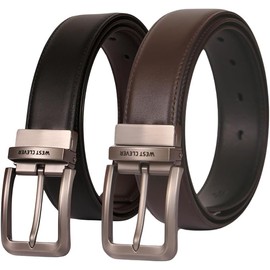 West clever Genuine Cowhide Leather Reversible Belt for Men 35mm Ideal for Suits, Jeans, Casual and Business Work, Denim Belt for Men, Double Sided Belt in Various Colours, D-brown/black