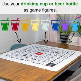 Fun Drinking Games as a Table Cloth, 70 x 70 cm, Playing Fields with Tasks & Questions for Party, Festival, Camping, Party Game for Birthdays, Fun Drinking Game, Party Cracker, Board Game, Drinking Game