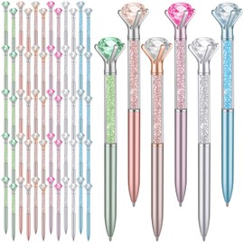 60 Pcs Diamond Pens Set with Rhinestone Crystal Gems, Sparkling Glitter Ballpoint Pen Collection in 6 Colors - Blue/Violet/Green/Silver/Rose Gold/Pink for Girls Wedding Party Office School Supplies