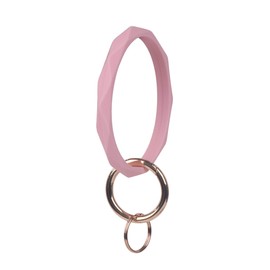 YAKA Silicone Wrist Rhombic Keychain Circle Bracelet Rubber Bangle Round Keyring (Light Pink)