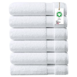 Delara 100% Organic Cotton Towels 650 GSM Plush Feather Touch Quick Dry Hand Towel, Pack of 6 GOTS Certified, Oeko-Tex Green Certified, Organic Cotton Hand Towel, 20"X30"