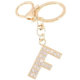 HAORQEE Alphabet Keychain Initial Letter Keyring Gifts for Women Teenage Girls, Cute Crystal Glitter Sparkling Key Ring Handbags Charm Accessories(F)