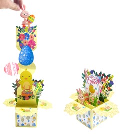 YEZIDE 3D Pop Up Easter Greeting Card Happy Easter Chick Bunny Easter Egg Card with Note Card and Envelope Easter Greeting for Kids Family Friends