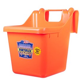 Fortiflex Hook Over Fence Feeder for Dogs/Cats and Horses, 16-Quart, Tangerine Orange