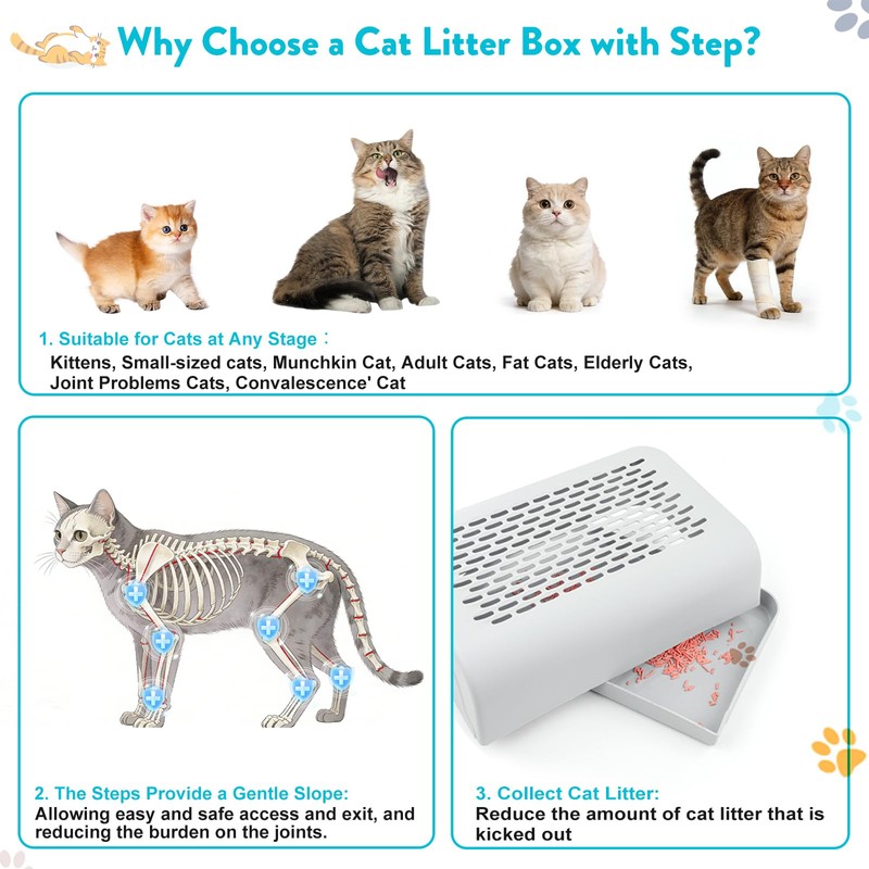 2PACK XXL Stainless Steel Litter Box with Lid, Extra High
