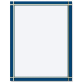 Paperdirect Elegant Royal Blue Duo-Lined Gold Professional, Business, Event Stationery, Border Paper, Letterhead 8.5 x 11, 25 sheets, Elegant Premium Writing Paper, Decorative Printer Paper