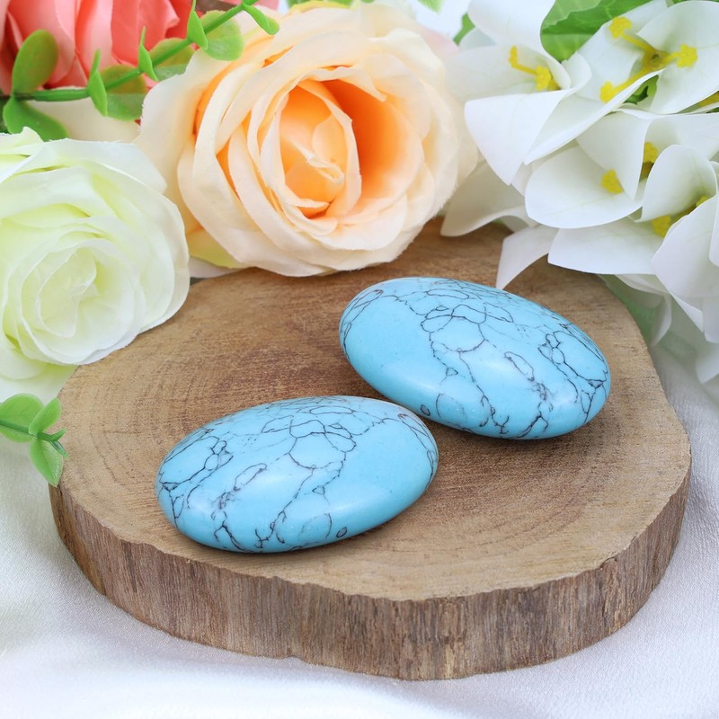 AWARDSEN 2.4" Large Green Turquoise Crystal Stone Large Polished Palm