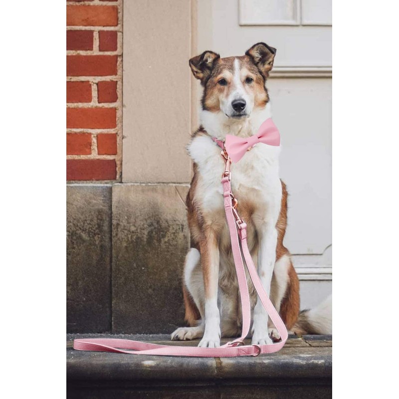 Soft Leather Bowtie Dog Collar - Adjustable Cute Bow Tie