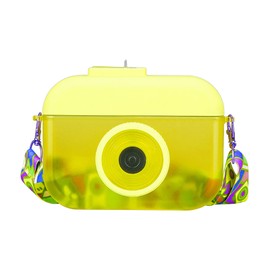 ORIJOYNA 13 oz Cute Water Bottle with Straw - Camera Shape Water Cup with Adjustable Shoulder Straps - Ideal Kawaii Gift for School (Yellow)