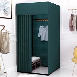 Clothing Store Fitting Room with Shading Curtain, Portable Temporary Mobile Privacy Protection Dressing Room, Foldable Mall Simple Changing Room for Office Outdoor Activity, 200x100x95cm(Dark Green)