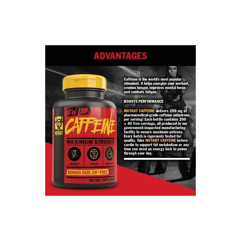 Cafeina Mutant Caffeine 240 Tabs Energia Pre Entreno Sf Cf2