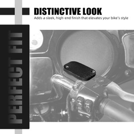 NICECNC Black Front Right Brake Reservoir Cover Carbon Fiber Compatible with Harley Ultra Limited FLHTK 2018-2024, Road King FLHR 2018-2022, Replacement for 42855-06D, See Fitments