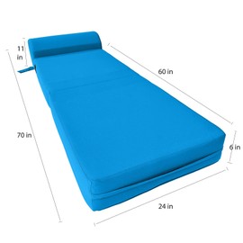 Danfuton Sleeper Chair Folding Foam Beds, Foldable Sofa Bed Sit Sleep 6 x 24x70 Turquoise