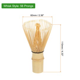 HARFINGTON Matcha Green Tea Whisk 56 Prongs Japanese Bamboo Whisk Chasen Preparing Matcha Powder Brush Tool Tea Traditional Scoop, Yellow