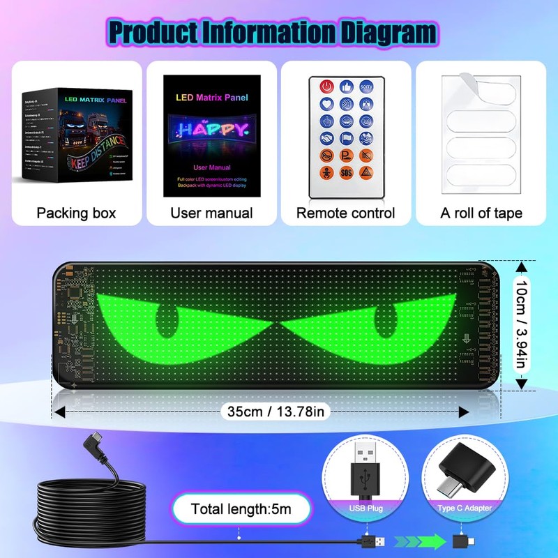 DJWFARR LED Eyes for Car Windshield, 13.78"×3.94" Devil Eyes Light,