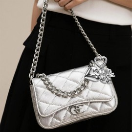 Angyape Purse Charms for Handbags Silver Bag Charms with Heart Bow Keychain Accessories Detachable Car Keychain Jewelry for Women