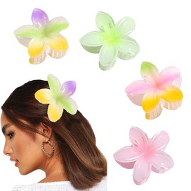 Zixrmor Pack of 4 Flower Hair Clips, Colour Hair Clips, Large Hair Clip, Flower for Thick Hair, Strong Hold Hair Clip, Flower Clip for Women, Gradient Colour Flowers Hair (Colour Gradient 2)