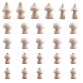 Woohome 26 Pieces Wooden Mushroom Painting Wooden Mushroom Set Natural Wooden Mushroom Set for Decor, Arts and Crafts Projects, Painting