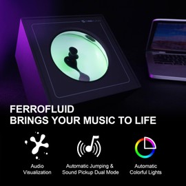 Ferrofluid Speaker Sound Visualizer, Dancing Ferrofluid Lamp with Colorful Lights, Ferrofluid with Music Rhythm, Symbiont in a Bottle (Not A Speaker) (Does Not Make Sound)