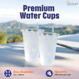 ezkart Multipack of 200ml/7-ounce Plastic Disposable Water Cups, Perfect for Camping, Events, and Various Party Occasions (200, Clear-7oz)