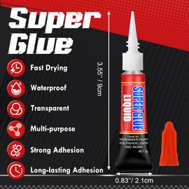 WOUSEDO 36 X 3g Super Glue Liquid, Clear Strong Adhesive,Super Glue Fast Drying Cyanoacrylate Glue for Wood,Rubber,Leather, Plastic, Metal, Rhinestone Jewelry, DIY Crafts and More