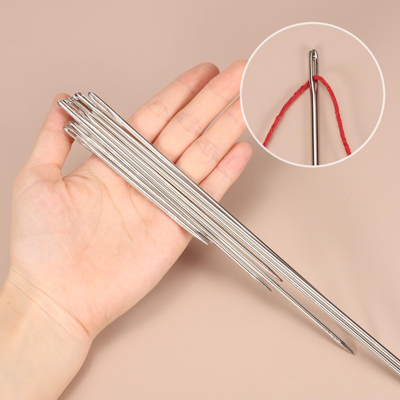 sourcing map 4pcs Upholstery Needles 3mm Diameter 150mm (5.91") Extra