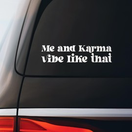 Me and Karma Vibe Like That Swift Lyrics Sticker Decal Notebook Car Laptop 8"x2" (White)