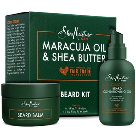Shea Moisture Beard Oil & Balm Grooming Kit For Men Organic All natural Maracuja & Shea Oils Beard Conditioning Oil 3.2 Ounce & Beard Balm 4 Ounce. Moisturize & Soften