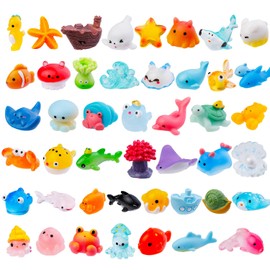 45pcs Mini Ocean Resin Animals,45 Styles Tiny Sea Animals Miniature Little Small Resin Animal Figures Bulk for Fairy Garden Micro Landscape Aquarium Dollhouse Decor