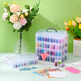 Willinglong Diamond Painting Storage Containers with 260 Grids Diamond Art Storage Bead Organizer Painting Accessories DIY Jewelry Craft(5 Tier, Pink)