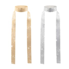 UILYNIU Pack of 2 Glitter Neckerchief, Disco Sequin Scarf for Women, Long Narrow Tie, 70s Disco Accessories with Sequin Scarf, Costume Accessory for Party, Carnival Party Fancy Dress, 2 colours