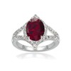 Lovve Sterling Silver Created Ruby & White Topaz Oval Fashion